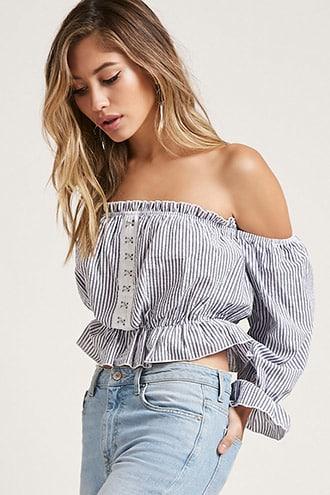 Forever21 Stripe Off-the-shoulder Top