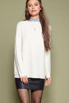 Forever21 Women's  Cream Boxy Ribbed Knit Sweater