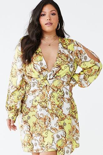 Forever21 Plus Size Baroque Split-sleeve Dress