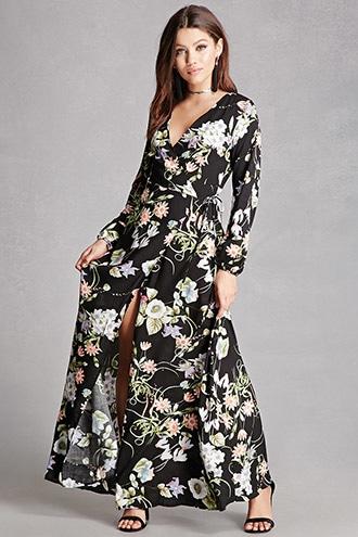 Forever21 Reverse Floral Wrap Dress
