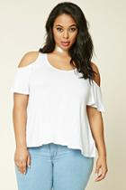 Forever21 Plus Women's  White Plus Size Open-shoulder Top