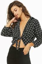 Forever21 High-low Grid Print Top
