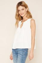 Love21 Women's  Ivory Contemporary Pleated Top