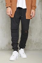 21 Men Men's  Black Distressed Moto Sweatpants
