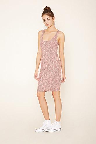 Forever21 Women's Wine Heathered Knit Bodycon Dress