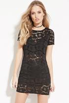 Forever21 Women's  Black Floral Crochet Mini Dress