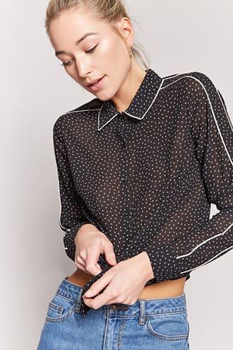 Forever21 Semi-sheer Arrow Print Shirt