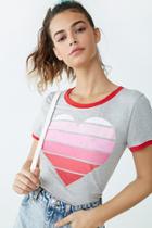 Forever21 Heathered Heart Graphic Ringer Tee