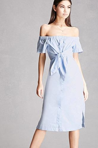 Forever21 Buttoned Off-the-shoulder Dress