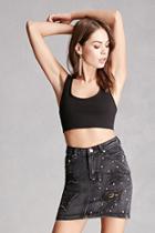 Forever21 Studded Fray Detail Mini Skirt