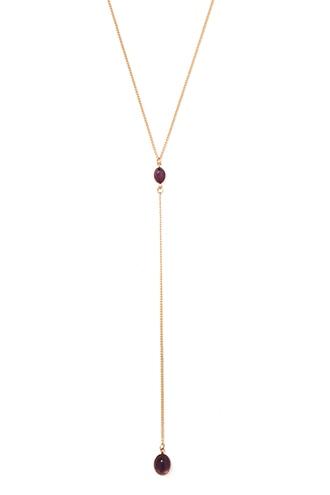 Forever21 Gold & Purple Faux Stone Pendant Necklace