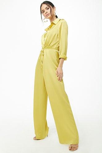 Forever21 Satin Button-down Jumpsuit