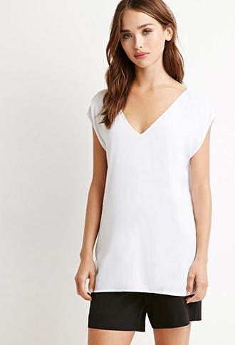 Forever21 Women's  Cutout-back Crepe Top