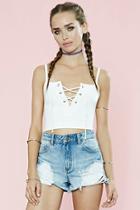Forever21 Women's  Lace-up Cropped Cami