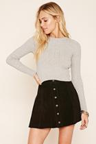 Forever21 Women's  Heather Grey Ribbed Knit Sweater