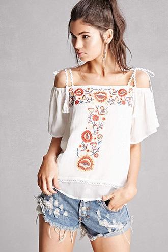 Forever21 Floral Embroidery Top