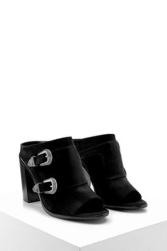 Forever21 Faux Suede Buckle Mules