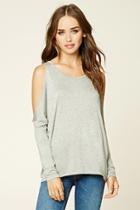 Forever21 Women's  Heathered Open-shoulder Top