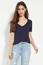Forever21 Women's  Navy V-neck Tee