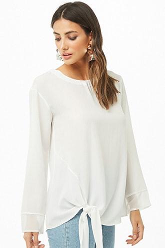 Forever21 Tie-hem Chiffon Top