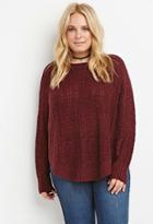 Forever21 Plus Women's  Wine Plus Size Loose Knit Dolman Sweater