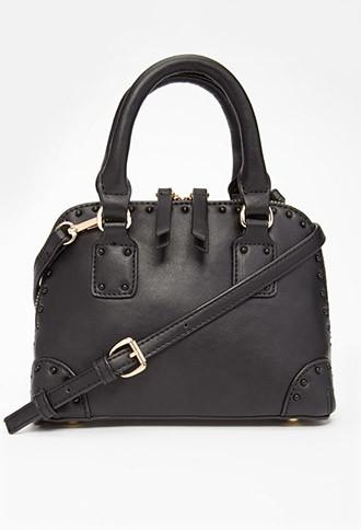 Forever21 Studded Faux Leather Satchel (black)