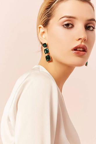 Forever21 Faux Emerald Drop Earrings