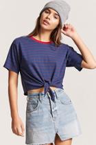 Forever21 Tie-front Striped Tee