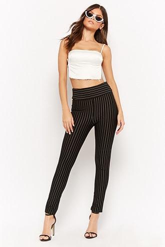 Forever21 Pinstriped High-waist Pants