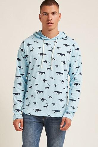 Forever21 Alpha Beta Dinosaur Print Hoodie