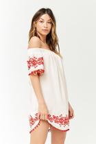 Forever21 Embroidered Floral Off-the-shoulder Dress