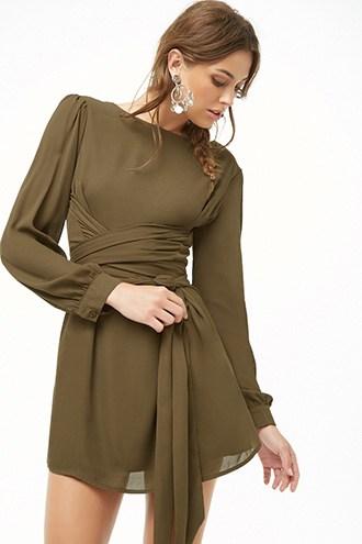 Forever21 Chiffon V-back Belted Dress