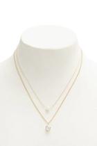 Forever21 Layered Faux Crystal & Pearl Necklace