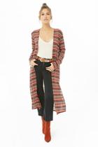 Forever21 Striped Purl Knit Longline Cardigan