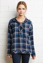 Forever21 Flannel Plaid Lace-up Hoodie