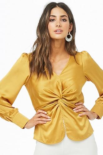 Forever21 Twist-front Satin Top