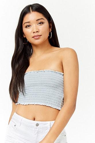 Forever21 Smocked Striped Tube Top