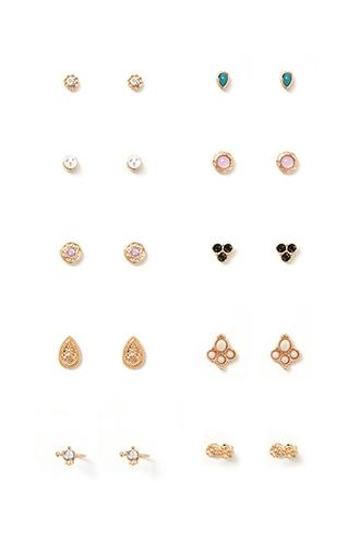 Forever21 Etched Faux Stone Earring Set