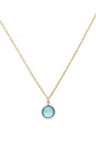 Forever21 Gold & Teal Faux Stone Charm Necklace