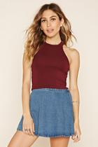 Forever21 Women's  Wine Cotton-blend Tank