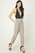 Forever21 Women's  Cocoa Pleated High-waisted Pants