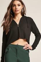 Forever21 Hooded Sweater-knit Crop Top