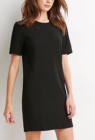 Forever21 Women's  Textured Stripe Shift Dress (black)