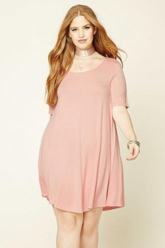 Forever21 Plus Women's  Light Pink Plus Size T-shirt Dress