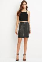 Forever21 Women's  Zip-front Faux Leather Skirt