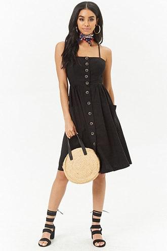 Forever21 Linen-blend Button-front Dress