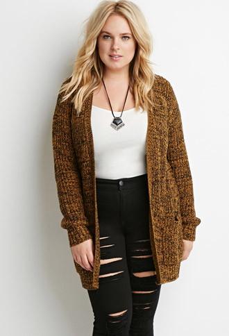 Forever21 Plus Women's Marled Rib Knit Cardigan