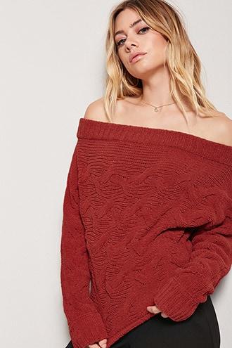 Forever21 Chenille Off-the-shoulder Sweater