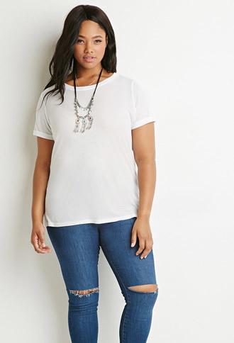 Forever21 Plus Cutout-back Cuffed Tee