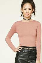 Forever21 Women's  Dusty Pink Cropped Crew Neck Tee